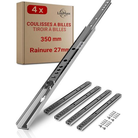 glissiere pour tiroir 4 pièces rail tiroir 350 mm rail tiroir coulissant avec extension partielle pour rainure 27 mm (1/5)