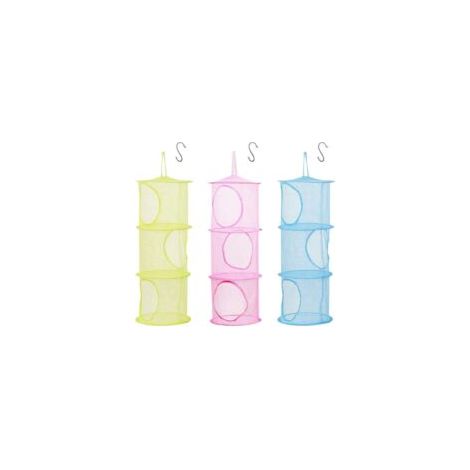 3 Pcs Red de almacenamiento infantil, cesta de malla plegable para juguetes y ropa (rosa, verde, azul) - Crezuo (1/4)