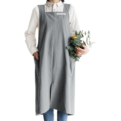 1 Tablier, Coton Lin, Dos Croisé, 2 Poches, Cuisine, Homme Femme (1/5)