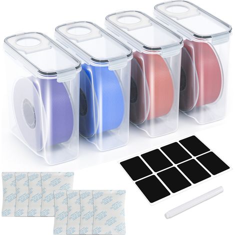 Wolketon Contenitore per filamenti 3D da 4 L, confezione da 4, trasparente/nero, antiumidità con essiccante (1/5)