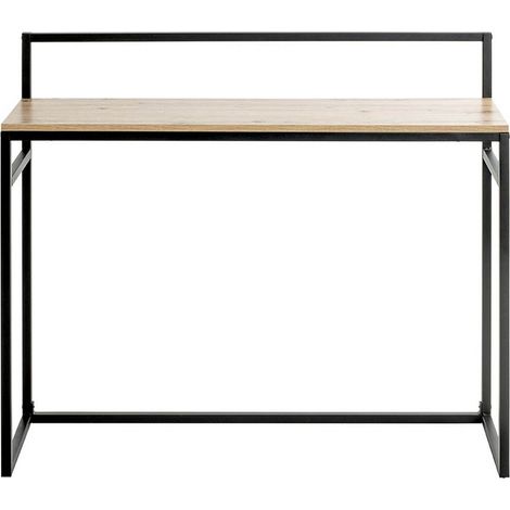 Meuble console, table console en bois coloris chêne et métal noir -longueur 100 x profondeur 30 x hauteur 89 cm (1/5)
