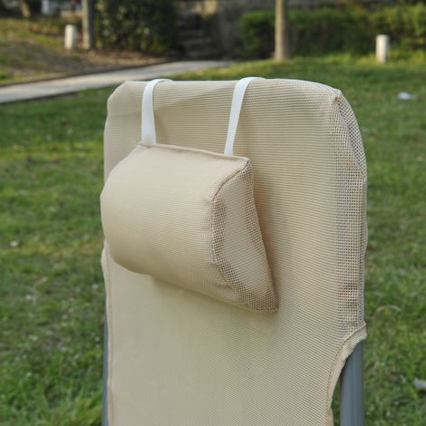 Fauteuil pliant inclinable avec coussin, 182x56x24,5 cm, idéal pour se détendre et lire