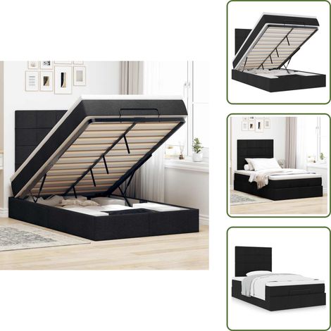 Cadre de lit ottoman avec matelas noir 120x200cm tissu - Cadre De Lit Ottoman - Cadres De Lit Ottomans - Cadre De Lit - Cadre De Lit Avec Rangement (1/5)