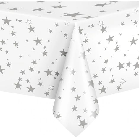 Tovaglia con stelle argentate 137x274 cm