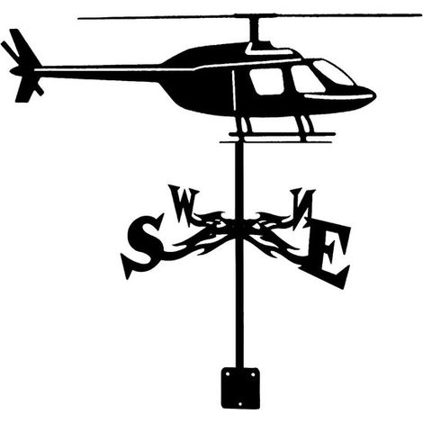 Veleta metálica con silueta de helicóptero: indicador meteorológico decorativo moderno para jardín, color negro, apto para todo tipo de clima