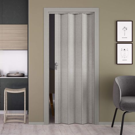 Porta a Soffietto da Interno 83x214 cm in PVC Caroline Tessuto Grigio (1/3)