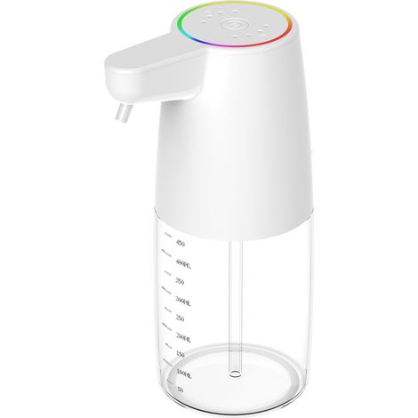 Sollbry Distributeur de Savon Automatique Distributeur de Savon sans Contact Rechargeable 600 ML ABS Mural avec 4 Niveaux Réglables Lumière LED(Mousse)