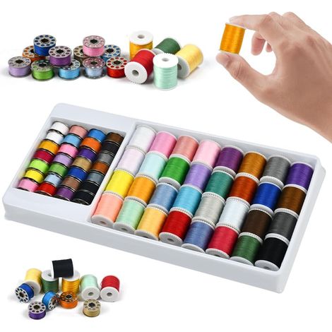 Lot de 60 Fils à Coudre, 60 Couleurs Bobines de Fils pour Machine à Coudre Fil de Couture en Polyester Bobine de Canette Coloré avec Boîte de Rangement pour Couture à la Main et à la Machine (1/5)