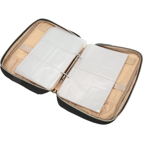 Tragbare Schmuckschatulle mit transparentem Klappbeutel, ideal für Ohrringe und Halsketten, schwarz. (1/4)