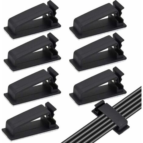 50PCS Noir Clips Câbles Adhésifs, Rangement de Câbles, Gestion de Câble pour Organiseur de Fils Electriques pour câbles Ethernet TV, Chargeur, Voiture, PC, Bureau, Maison, Cordon Électrique-LIAIKI (1/4)