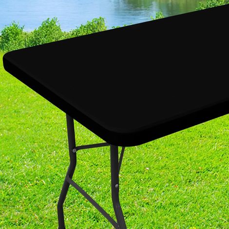 Nappe de pique-nique en spandex, nappes élastiques pour tables rectangulaires de 183 cm (noire, 76 x 183 cm) (1/5)