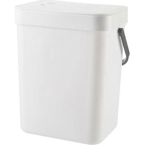 Corbeille à compost de cuisine de 1,3 gallon avec couvercle, poubelle à déchets alimentaires, petite et légère, blanche (1/4)