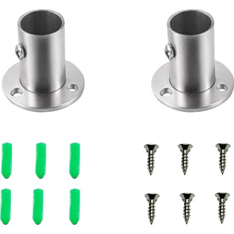 Lot de 2 supports de tringle, support de tringle à vêtements, support de tringle à vêtements, support de tuyau, support de tube pour armoire, support de tuyau, bride de tuyauterie (28,5 mm) (1/5)