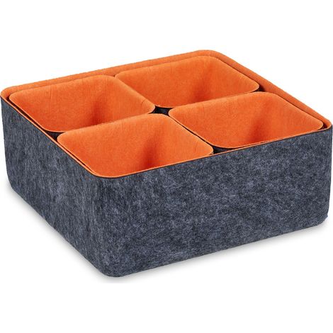 Set di 5 pratici cestini portaoggetti per cassetti e cassettiere 30 x 30 x 20 cm in tessuto beige 130014120