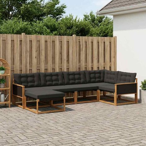 vidaXL Outdoor-Sofagarnitur mit Kissen 6 pcs Natürlich und Schwarz (1/5)