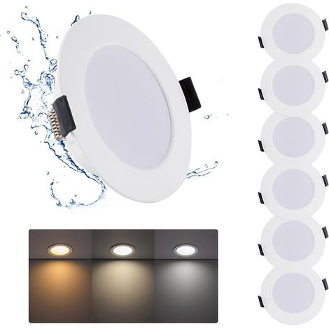 12W Spot LED Encastrable 220V, Lot de 6 Spot Salle de Bain, Blanc Chaud Blanc Neutre Blanc Froid 3000K/4000K/6500K, Spots LED extérieur 120mm pour Cuisine Salon, Rond (1/5)