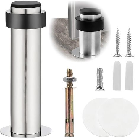 En Inox Butee De Porte MéTal Bloc Porte Arret De Porte Avec Pare Chocs En Caoutchouc Protection Murs Meubles sans Perçage (1/4)