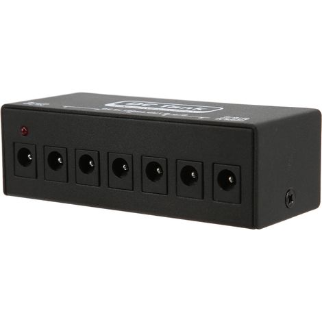 Alimentation pour pédales d'effet, 6 sorties isolées, boîtier métallique noir, câble inclus, prise 100-240 V. (1/5)