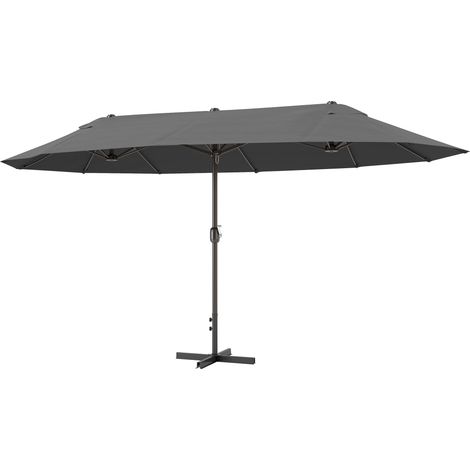 Outsunny Ombrellone da Giardino a 12 Stecche con Manovella 455x265x238 cm Grigio
