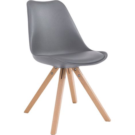 Chaise de salle à manger design scandinave en PVC gris et pieds en bois clair forme carré 100003426