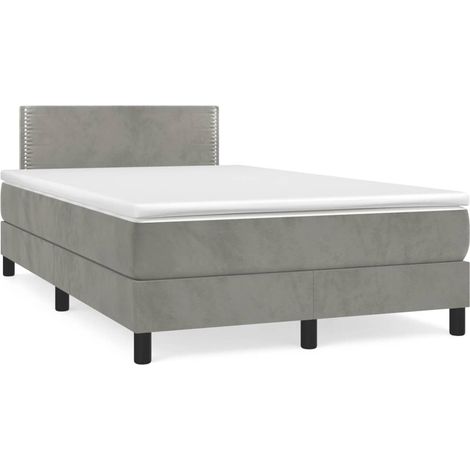 Boxspringbett mit Matratze Hellgrau 120x190 cm Samt