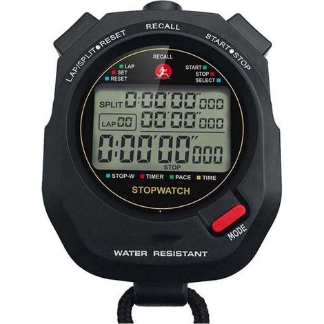 Chronomètre numérique professionnel pour le sport, avec mémoire de 100 tours et précision de 0,001 seconde. (1/4)