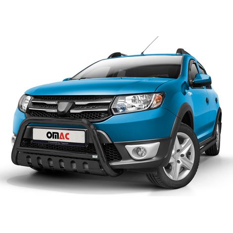 Pare-Buffle Avant Pour Dacia Sandero Stepway 2012-2016 Acier Inox Noir (1/5)