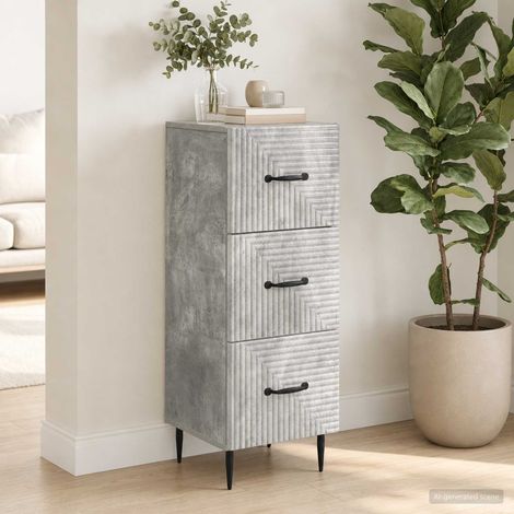 vidaXL Armoire à tiroirs Gris béton 33 x 34,5 x 89,5 cm (1/5)