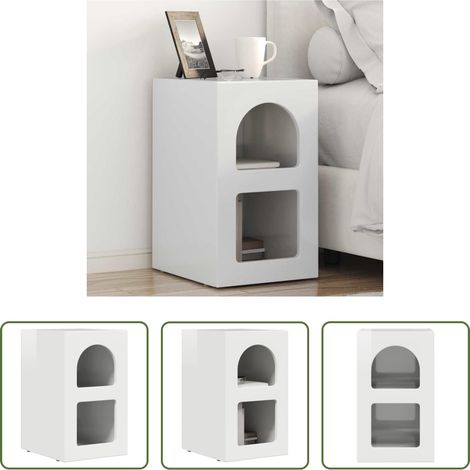 Hochglanz Weiß - Nachttisch Hochglanz Weiß 29,5 x 33,5 x 50 cm Holzwerkstoff (1/5)