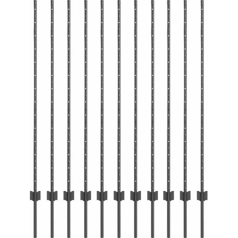 Poteau de clôture. 11 pcs Gris 140 cm Acier (1/5)