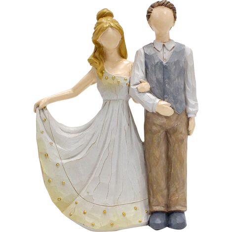 Statuette de couple en résine synthétique style européen sans visage romantique figurine mariage décoration table maison cadeau 9x5x12.5 cm 1 pièce (1/4)