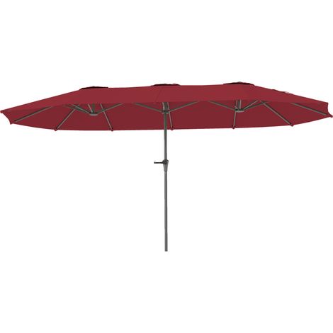 Ombrellone Doppio da Giardino 400x220x234H cm con Prese d'Aria e Manovella Nero e Rosso (1/5)