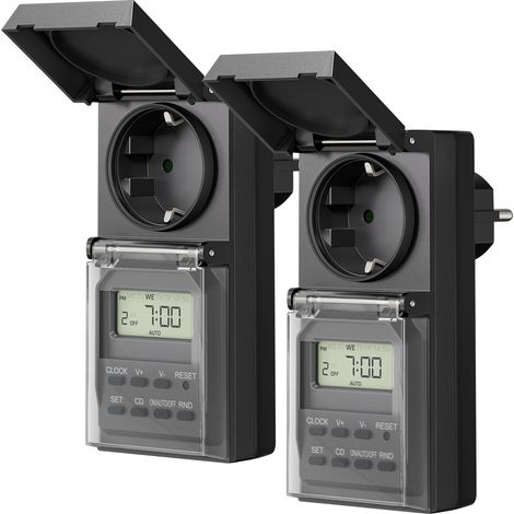 DEWENWILS Digitale Zeitschaltuhr Outdoor IP44, 20 Programme, 16A 3680W, 2er-Pack (1/5)