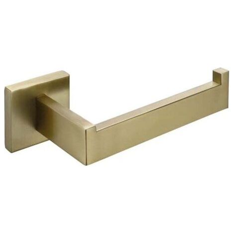 Porte Papier Toilette Poli Laiton Brossé, Acier INOX Porte Rouleau Support Papier Toilette pour Salle De Bain et Cuisine (Carré) (1/4)