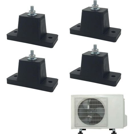 4 Pcs Rubber Shock Absorbers Air Conditioning Rubber Holder Height 4cm Set of Four Suitable for Indoor and Outdoor Air Conditioners (Black) (1/5)