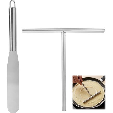 2pièces Spatule À Crêpes Acier Inoxydable Râteau À Crêpe Acier Inoxydable Distributeur Et Spatule À Crêpes Pour Crêpes, Omelettes Et Plus (1/5)
