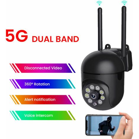 Caméra De Surveillance Extérieure - 1080P - Panoramique 355°/90° - Vision Nocturne Infrarouge 10 M - Détection Humaine - Sans Fil 2,4 GHz + 5 GHz - 1 Pièce (1/5)