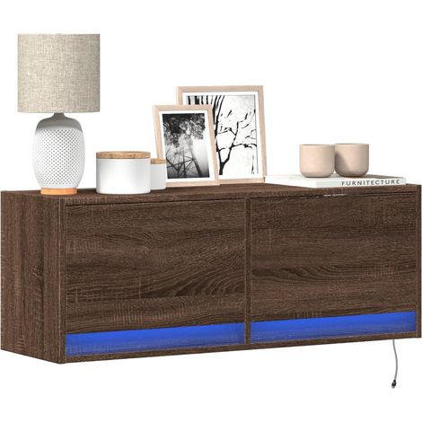 TV-Wandschrank mit LED-Beleuchtung Eichen-Optik 100x31x35 cm
