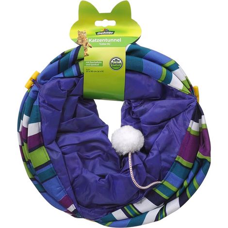 Dehner Tunnel per Gatti Color XL, Ø 25 cm, Lunghezza 90 cm, Poliestere, Blu (1/3)