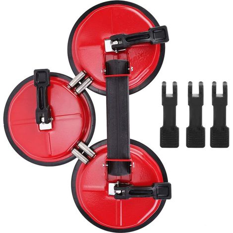 MINKUROW Ventosa de Vidrio de 3 Garras, Aspiradora de Aluminio Resistente, Herramienta de Ventosa para Azulejos, para Reemplazar Parabrisas, Azulejos, Granito, Puerta de Vidrio (1/5)