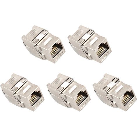 Module de 5 prises réseau RJ45 Cat7 Keystone, blindage complet à 360 degrés, terminaison sans outil vers LSA. (1/5)