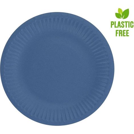 Platos de papel azul marino de 18 cm, 6 unidades