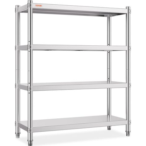 VEVOR Scaffale da Cucina 152,4 x 47 x 118,9 cm, Scaffale Per Cucina Mensola Metallo con 4 Ripiani, Scaffalatura Capacità da 150kg a Ripiano Scaffale in Acciaio Inossidabile per Cucina e Garage (1/5)
