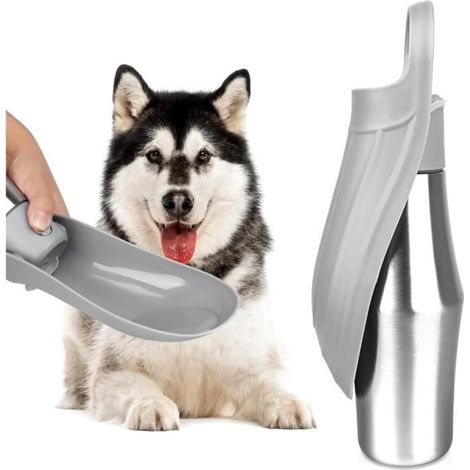 Bouteille d'eau Portable pour Chien, 750 ML Gourde Chien à Boire d'acier Inoxydable, Gourde pour Chien Pliable (1/4)