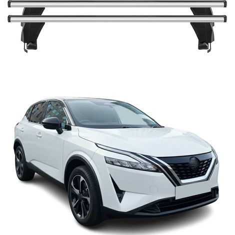OMAC Barres de toit transversales en aluminium pour Nissan Qashqai J12 2021-2026 – Antivol – Rainure en T – Testées City Crash – Charge Max 50 kg Argent (1/4)