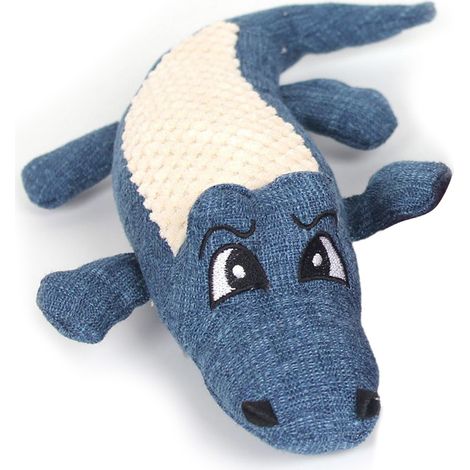 Jouets en peluche pour chien qui couine, interactif et amusant, dessin animé, forme animale, résistance aux morsures, meulage des dents, chiot en peluche bleu (1/5)