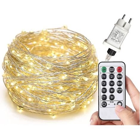 Guirlande lumineuse 300LED 35m - Fonctionne avec prise pour l'extérieur et l'intérieur - Pour mariage, Noël, fête, blanc chaud (Blanc chaud, 300LED)