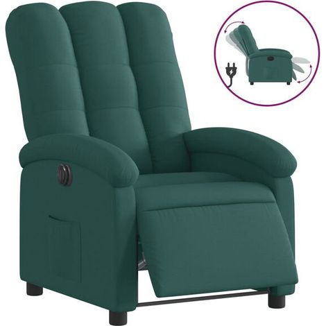 Fauteuil inclinable électrique en tissu vert foncé (1/5)