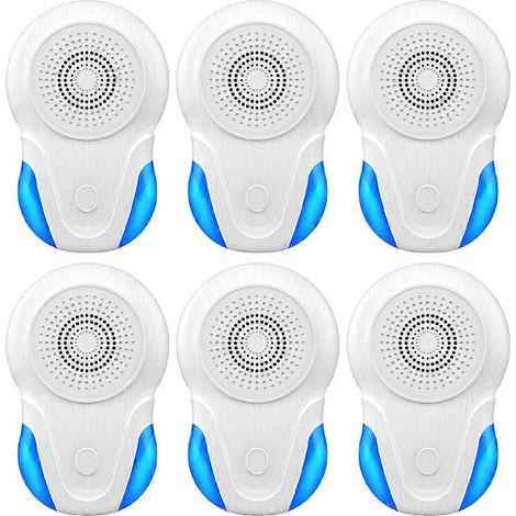 Répulsif anti-insectes à ultrasons, diffuseur à brancher, répulsif d'intérieur, convient aux insectes, cafards, souris, etc. - Lot de 6 - Prise européenne (1/5)