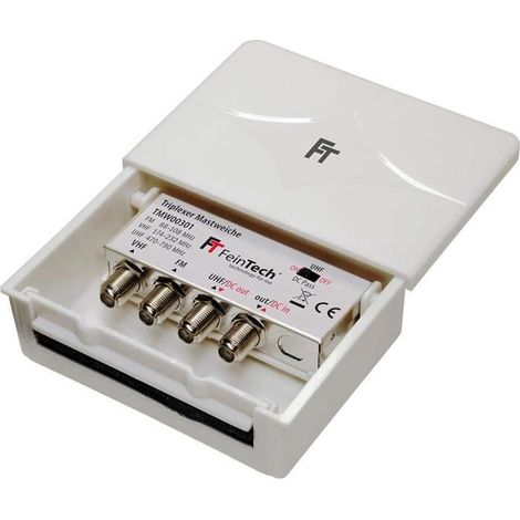 FeinTech TMW00301 combinateur 3 entrées antennes FM VHF UHF pour fixation de mat d'antenne radio RNT TNT